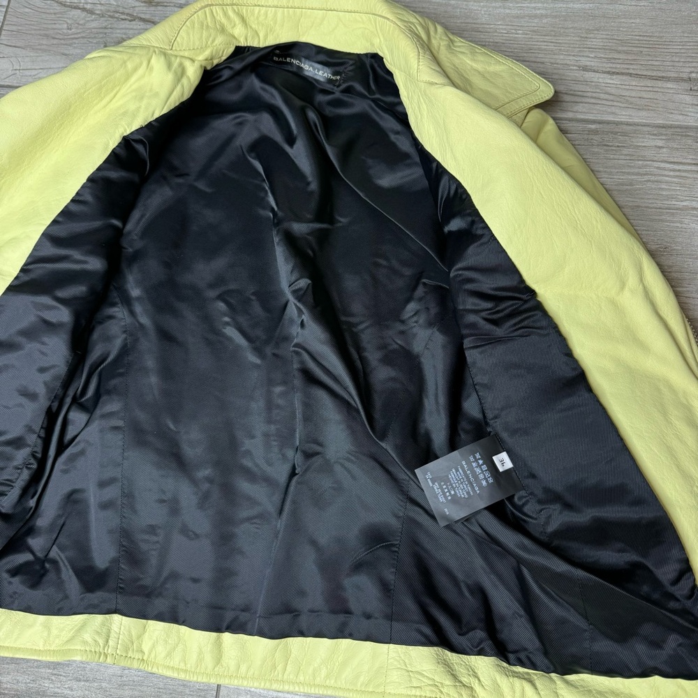 BALENCIAGA Neon Leather Moto Jacket Size 36 - Picture 5 of 13
